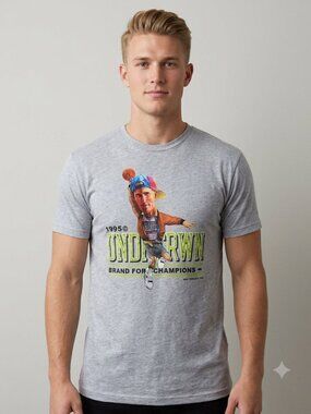 UndrCrwn 19950 Graphic T-Shirt Gray Men's Medium Streetwear